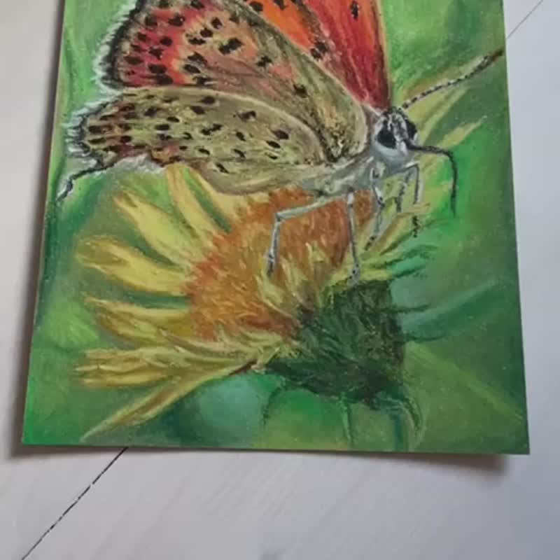 蝴蝶画 油画棒画 原画 昆虫艺术 花卉艺术 - 海报/装饰画/版画 - 纸 多色