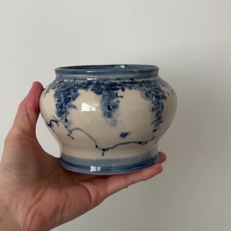 紫藤垂青花  陶罐  450ml - 花瓶/陶器 - 陶 