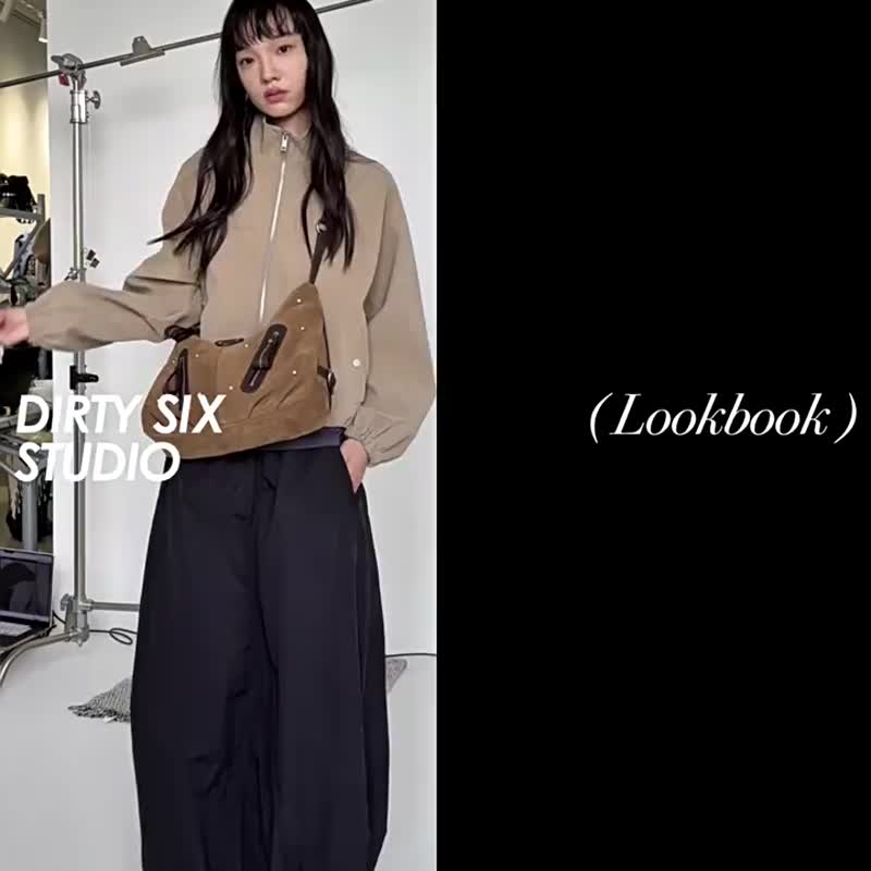 磨砂白卡  貝拉斯拉夫 磨砂皮 機車hobo 肩背斜背挎包 - 侧背包/斜挎包 - 其他人造纤维 卡其色