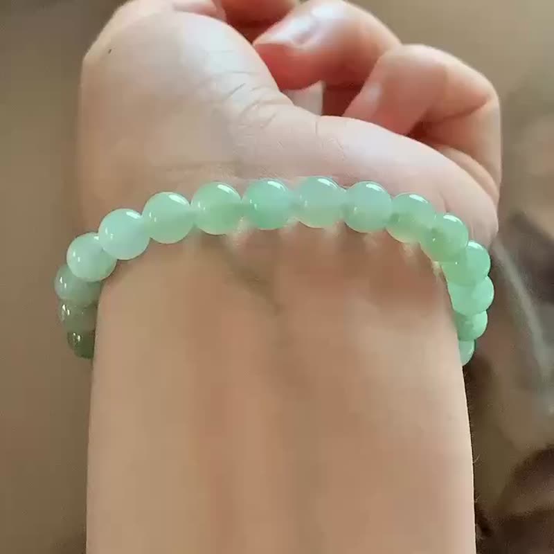 冰种翡翠天然翡翠 A玉 玉珠 玉链手链 • 冰种晴水翡翠手串 - 手链/手环 - 玉石 绿色
