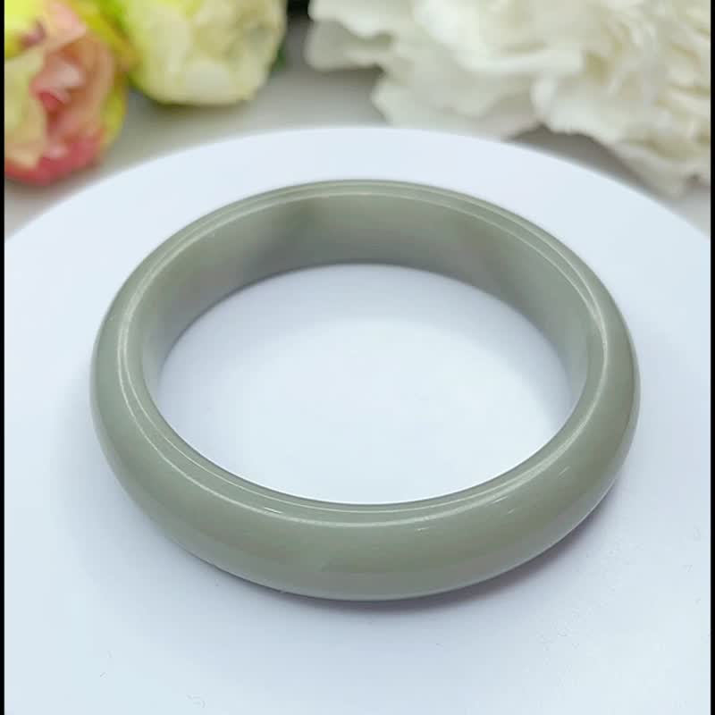 NO.109星辉寻梦烟灰佘太翠 内径 59MM 圈口 意境美 佘太玉 平安镯 - 手链/手环 - 玉石 灰色