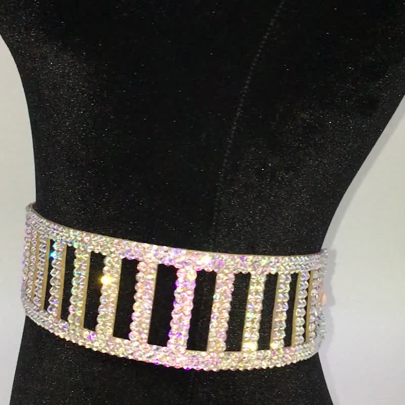 水钻腰带舞厅腰带舞蹈腰带舞厅配饰舞蹈腰带 - 皮带/腰带 - 玻璃 