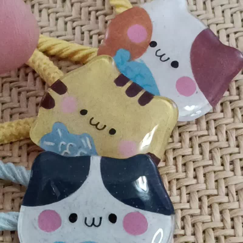 咪咪造型发扣 l 咪咪星人(一对) - 热缩片 x UV 胶 - 发饰 - 树脂 橘色