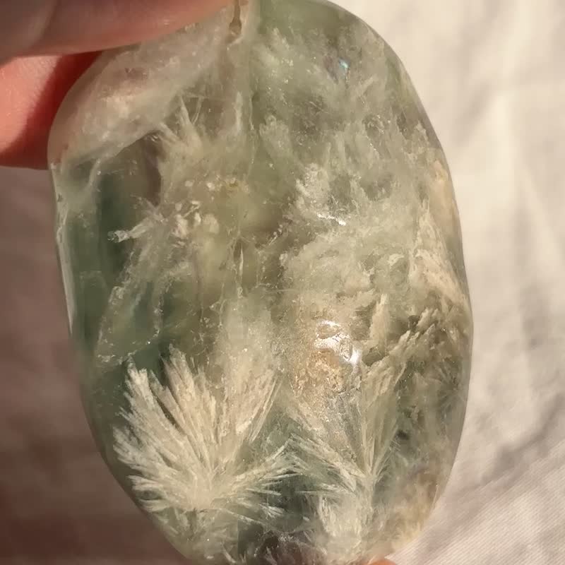 羽毛萤石 爆晶 水晶  盆景 crystal 摆设 摆件  爆正方形晶牙 今 - 摆饰 - 水晶 绿色