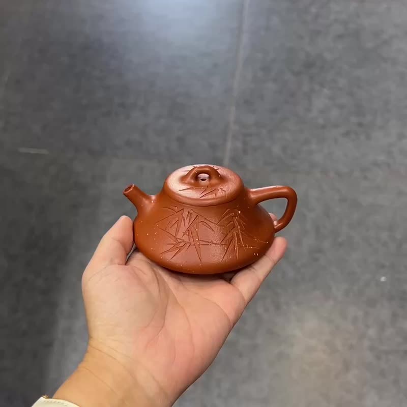 文瓢 手工容量110cc原矿朱泥壶身呈梯形显稳重朴实 - 茶具/茶杯 - 陶 