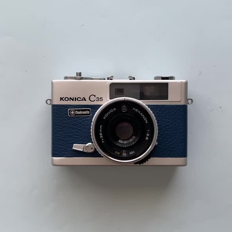 【整修试拍 可正常使用】Konica C35 35mm 底片相机－象牙白 - 相机 - 其他金属 蓝色