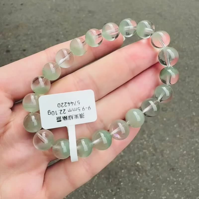 春天初芽嫩绿苹果半盆绿幽灵9-9.5mm22.10g提升财运事业贵人运 - 手链/手环 - 水晶 绿色