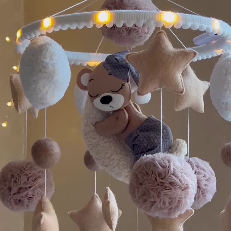 婴儿移动小熊婴儿送礼会礼物托儿所移动毛毡悬挂 - 玩具/玩偶 - 其他材质 咖啡色