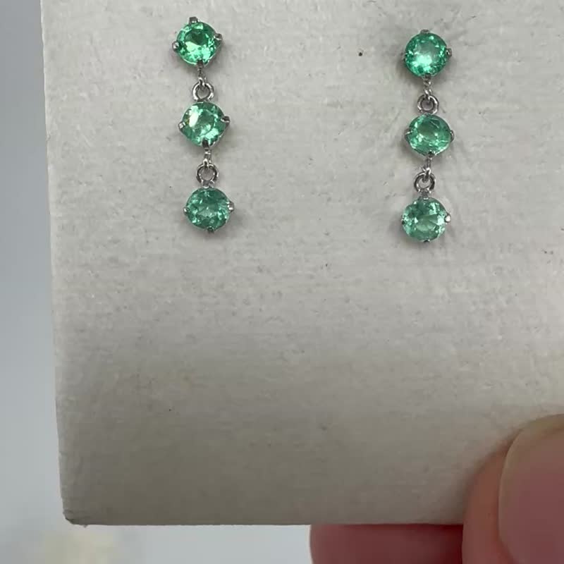 翠语Colombian Emerald 长垂耳环 - 耳环/耳夹 - 贵金属 