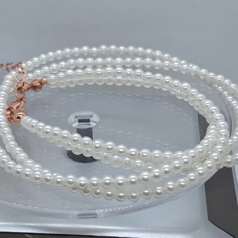 麻花贝珠双链 14k 玫瑰金项链 - 手链/手环 - 其他材质 