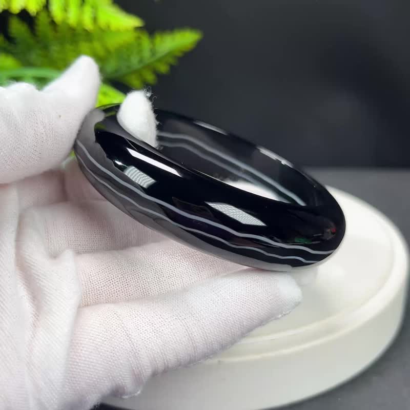 巴西 一线药师玛瑙手镯 58MM 保真天然一线 执念神秘 圣洁祥和 - 手链/手环 - 半宝石 黑色