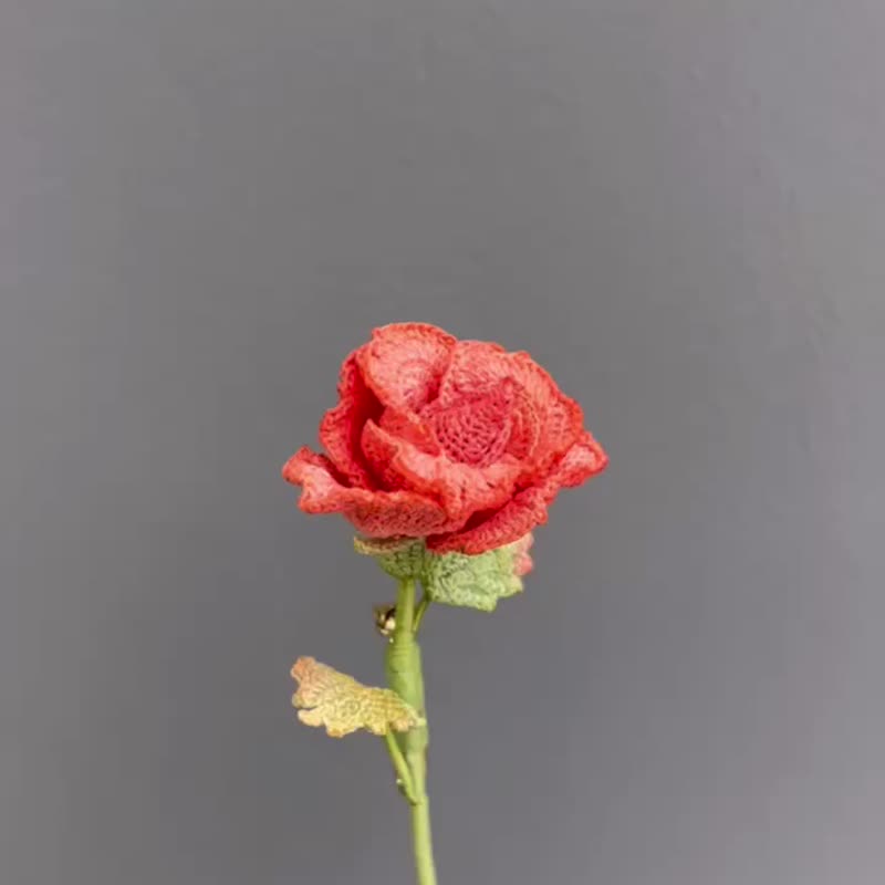 Amigurumi (Weave) Rose Brooch 微鈎玫瑰花胸针针织 钩织 - 胸针 - 绣线 多色