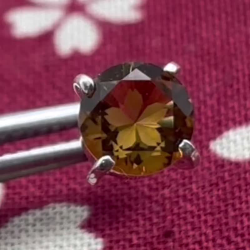 黄水晶/樱花/耳环/纯银925/日本制/包邮/单边贩售/日式风格 - 耳环/耳夹 - 纯银 银色