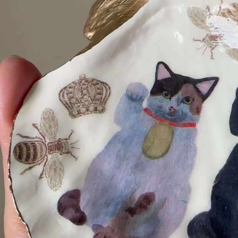 【也形】L扇贝盘 | 日式招财猫与蜜蜂 | 饰品收纳 | 矿盘 - 摆饰 - 贝壳 