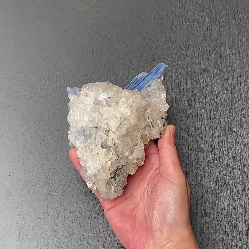 手串充电站-天然原矿白水晶冰山共生蓝晶石及黑碧玺 养水晶 - 摆饰 - 水晶 多色