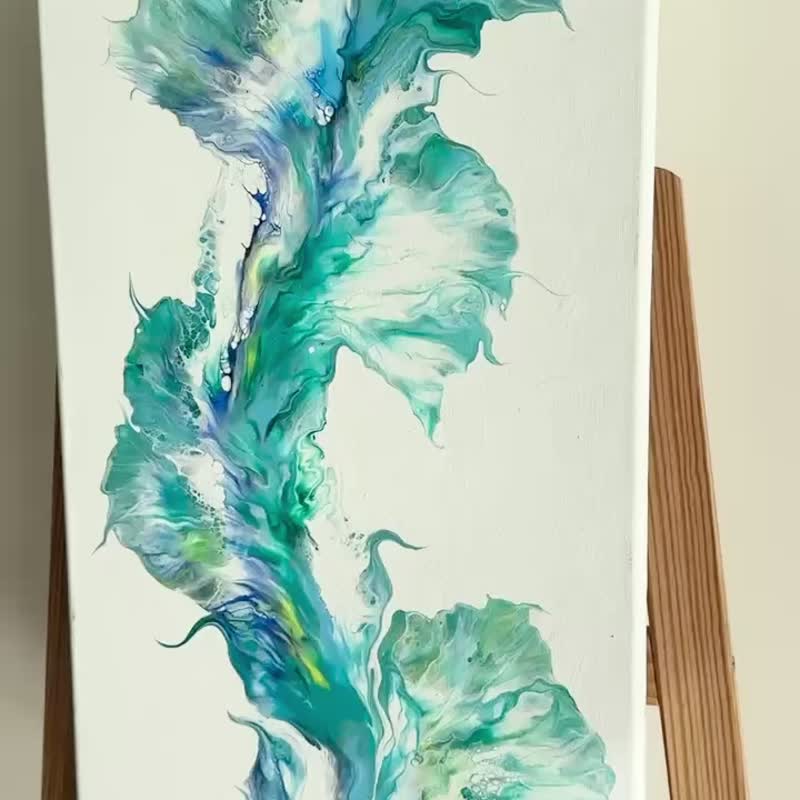 流体艺术 • 摆布画作 • 抽象原创丙烯酸画摆布画作30x60cm - 海报/装饰画/版画 - 棉 蓝色