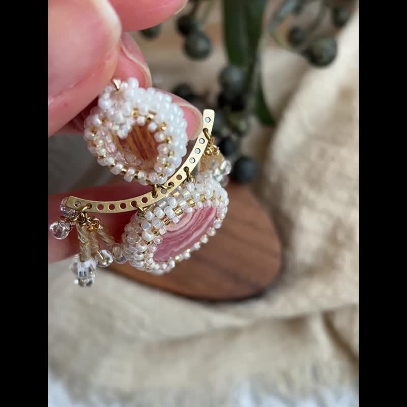 金发晶 红纹石 紫水晶 玻璃米珠x天然石 串珠吊坠 配 宝石链 - 项链 - 水晶 白色