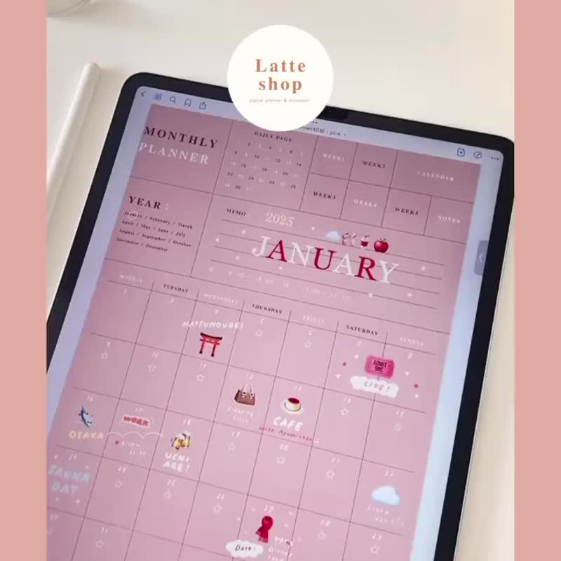 [Monthly planner / No.40 / vertical] Digital planner that can be used repeatedly every month - 其他数码商品 - 其他材质 
