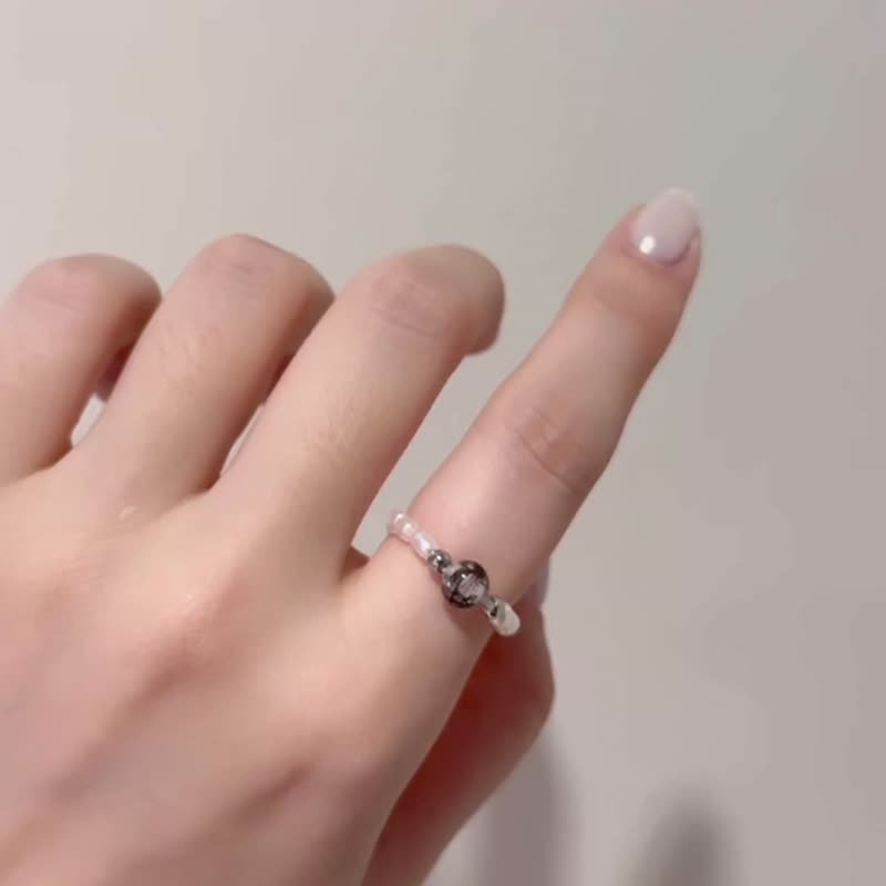 弹力戒指 珍珠简约 胎毛戒指 夫妻结发婚戒 - 婴儿饰品 - 银 