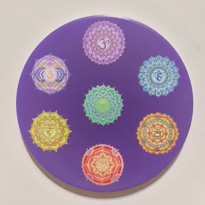 独家限量正能量神圣几何图腾喜悦禅七脉轮曼陀罗莺歌陶瓷吸水杯垫 - 杯垫 - 瓷 