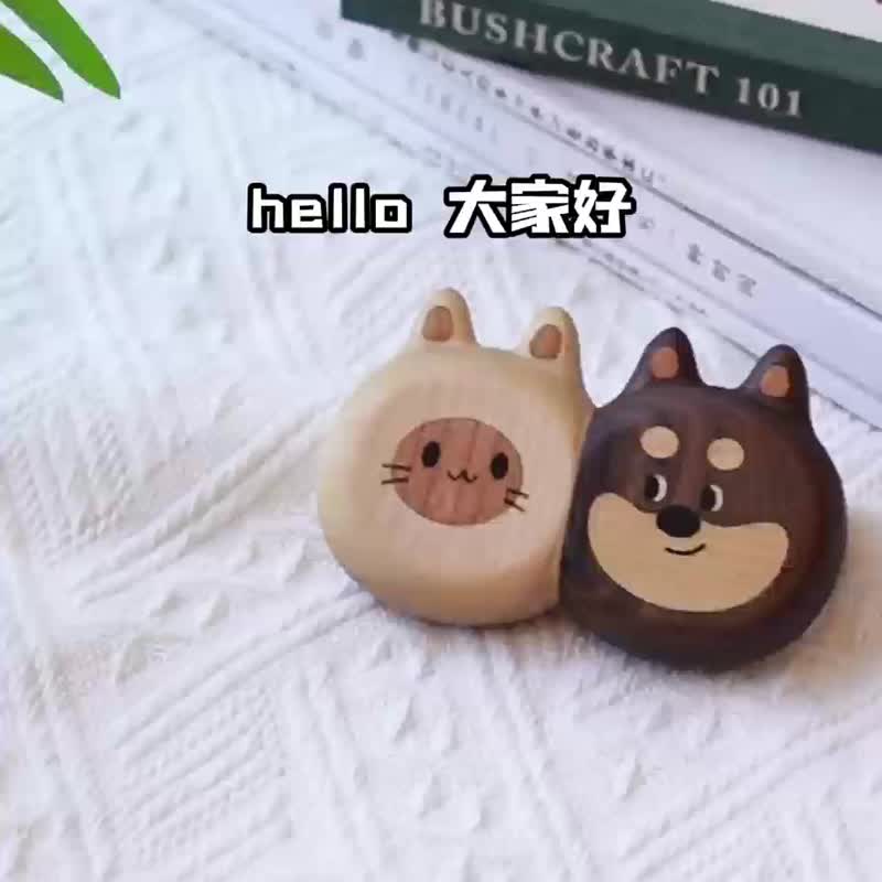 猫狗钥匙扣 可爱木制创意挂件送闺蜜包挂饰品情侣礼物 - 钥匙链/钥匙包 - 木头 