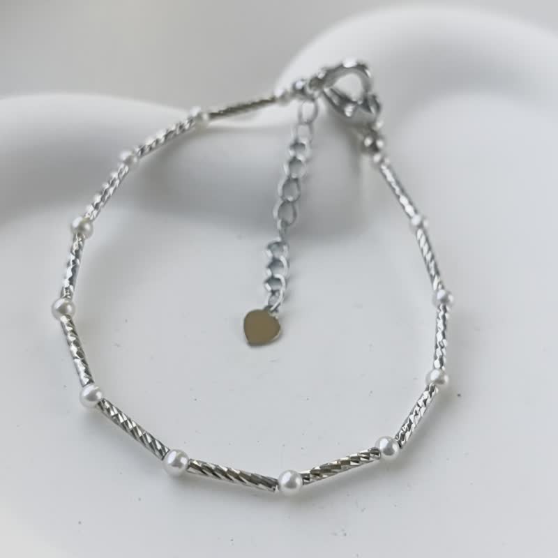 天然淡水珍珠 极光炫彩  Baby珍珠 纯银 手链 - 手链/手环 - 珍珠 白色