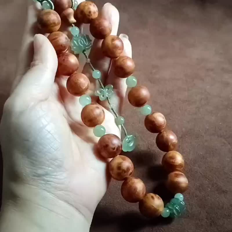 【倚清秋】天然瘤疤崖柏雀眼十八子手串手持 - 手链/手环 - 木头 咖啡色