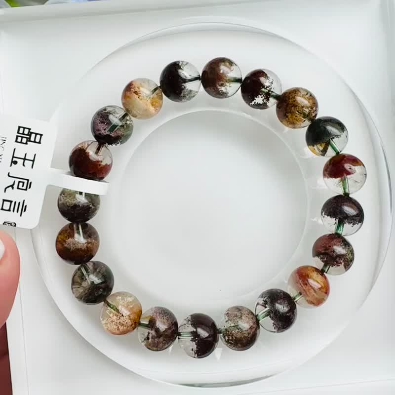 精品浓艳玻璃净体四季彩幽灵半盆9.8-10mm28.35g聚集财富事业运 - 手链/手环 - 水晶 多色
