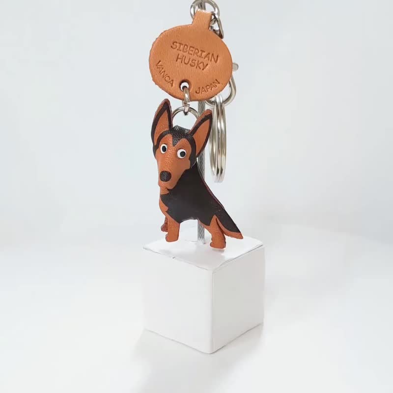 西伯利亚雪橇犬 狗狗 真皮钥匙圈 牵绳吊饰 手工皮革杂货 日本制造 VANCA - 钥匙链/钥匙包 - 真皮 咖啡色