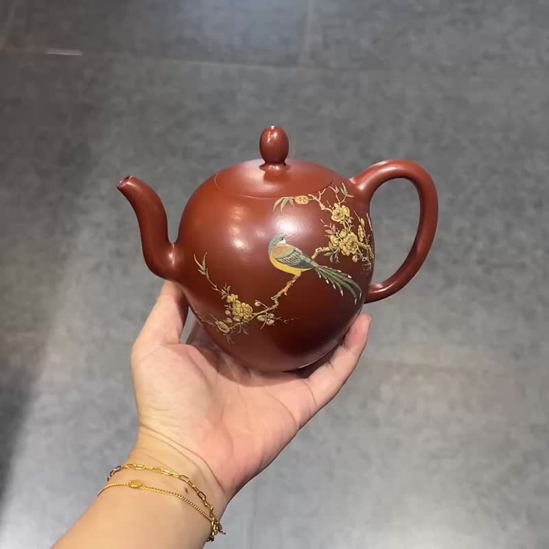 美人肩 喜上眉梢 全手工 容量410cc 朱泥 古人以喜鹊作为喜的象征 - 茶具/茶杯 - 陶 咖啡色