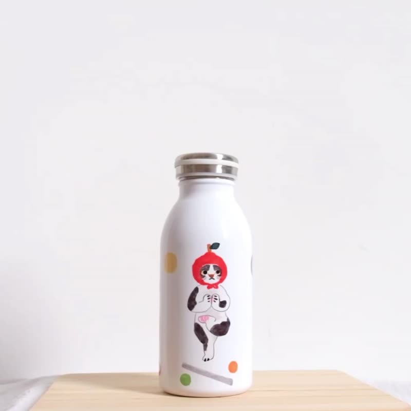 瑜伽猫 牛奶罐保温瓶 - 保温瓶/保温杯 - 玻璃 白色