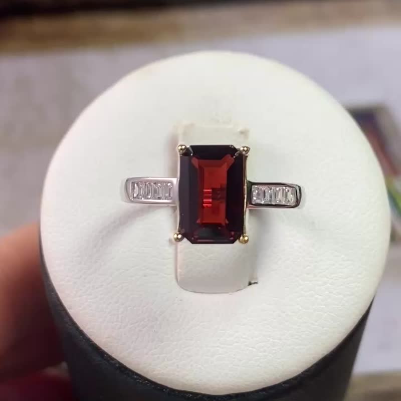 石榴石925银活口式戒指 - 戒指 - 水晶 红色