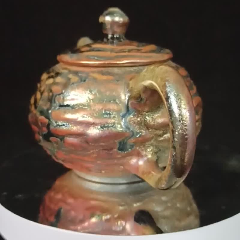柴烧壶手拉胚落灰自然釉火痕金银彩莺歌职人精制 - 茶具/茶杯 - 陶 多色