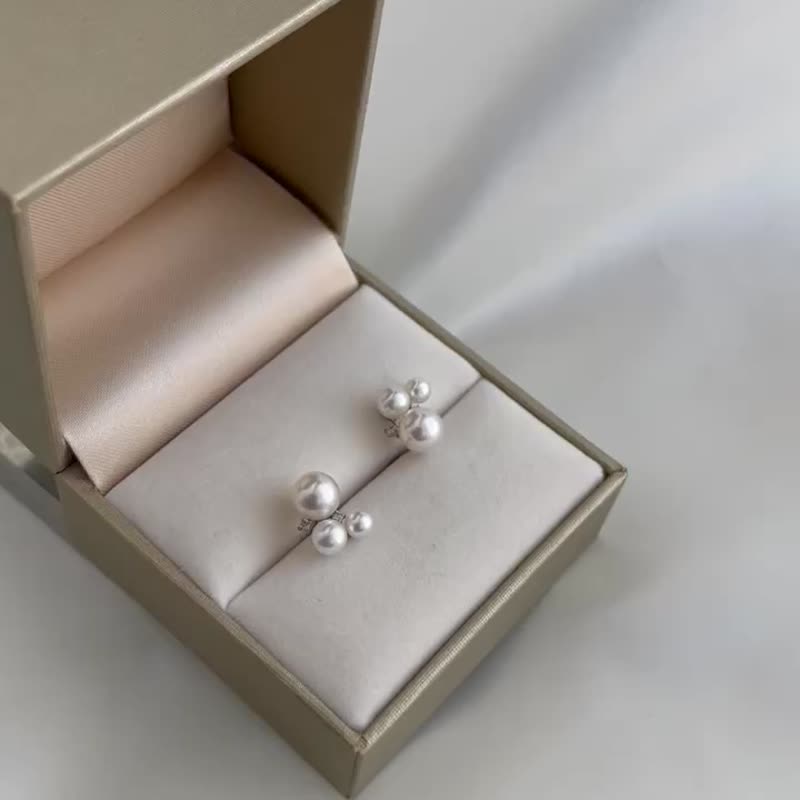 日本直送 Akoya 珍珠耳钉 耳环 耳针 18k 金 pt 铂金 天然钻石 手作 - 耳环/耳夹 - 珍珠 白色