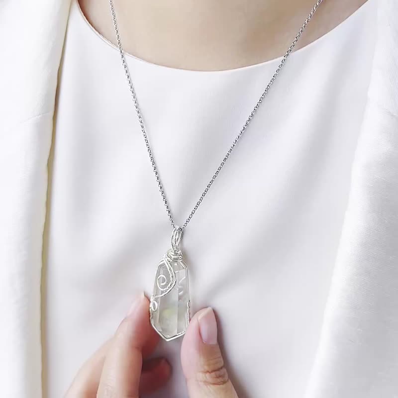 【异象水晶】高阶水晶吊饰项链 / 原石手作 - 耳环/耳夹 - 水晶 透明