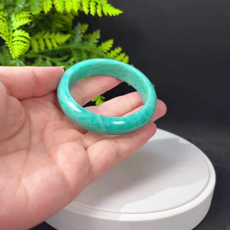 独特天河石手镯53+MM 玉化星光猫眼亚马逊石手环 信心能量幸运 - 手链/手环 - 宝石 