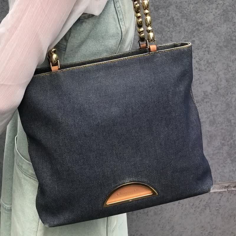 【日本直送 名牌中古包】Christian Dior クリスチャン ディオール マリスパール 手提包 靛蓝 Logo 帆布 kxnt2a - 手提包/手提袋 - 棉 蓝色