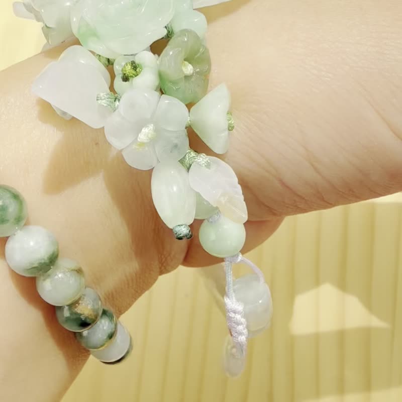 手工翡翠手镯 — 介于紫与绿之间 - 手链/手环 - 玉石 蓝色