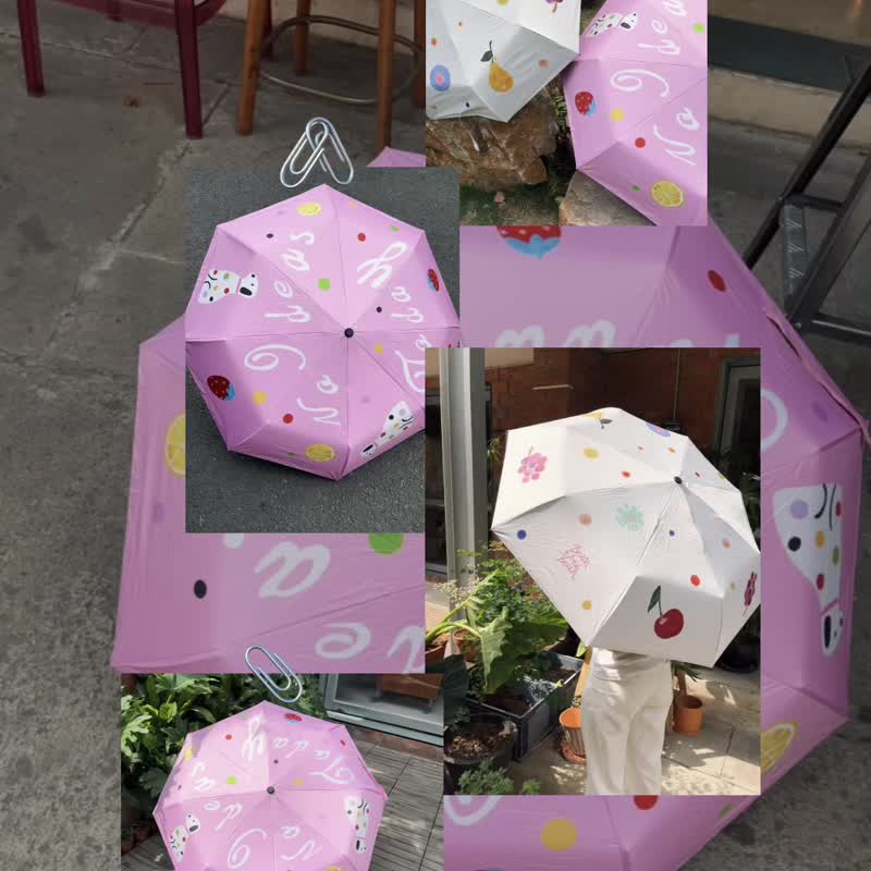 水果小狗黑胶晴雨伞两用遮阳伞防紫外线伞女夏便携伞 - 雨伞/雨衣 - 其他材质 