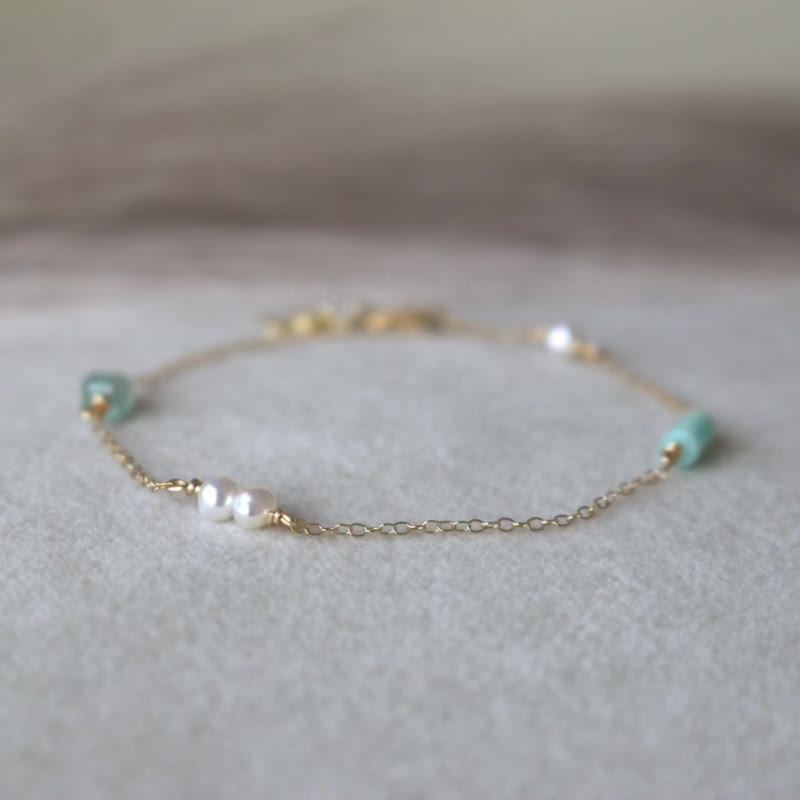 手链 珍珠 磷灰石 - 叮当 - - 手链/手环 - 宝石 绿色