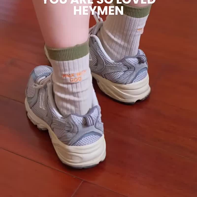 Heymen黑門 與上帝同行 原創純棉植染刺繡丹麥風秋冬男女中筒襪子 - 袜子 - 棉．麻 