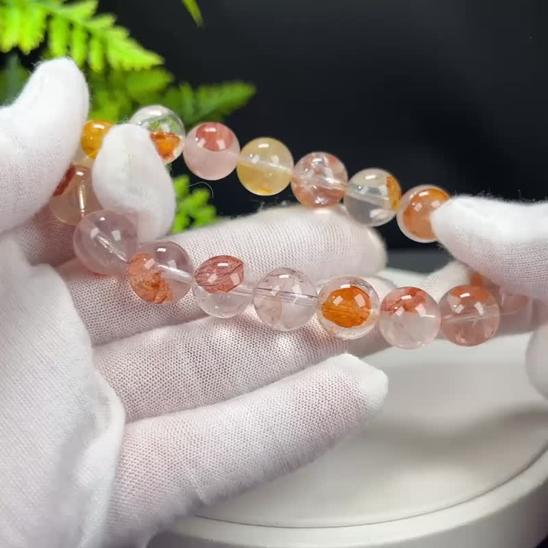 精品锦鲤色胶花水晶手串12mm冰透彩虹闪片幽灵水晶手錬招财繁荣 - 手链/手环 - 水晶 