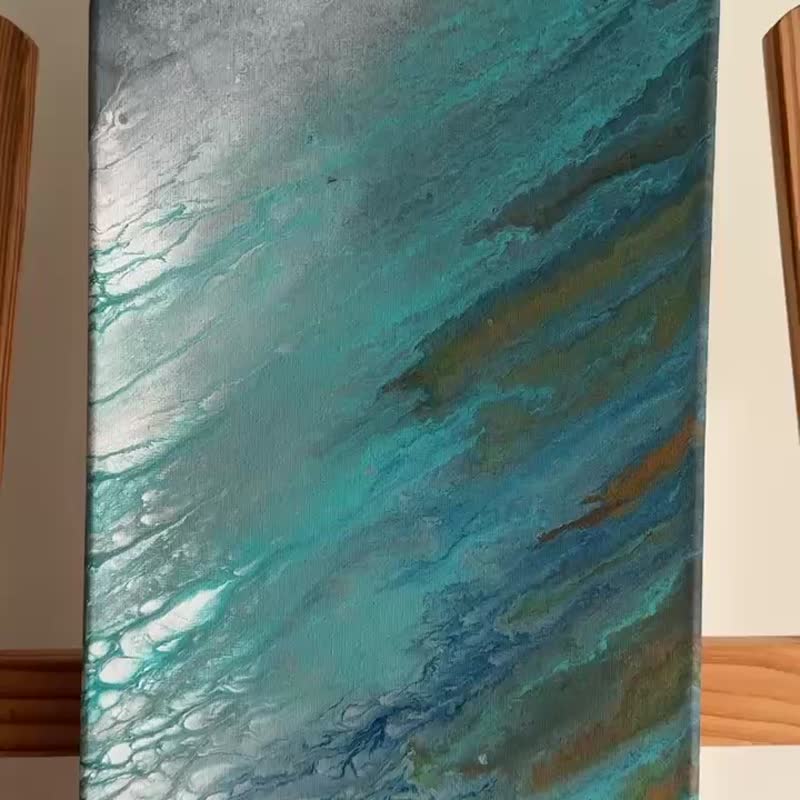 流体艺术 • 摆布画作 • 抽象原创丙烯酸画摆布画作 - 海报/装饰画/版画 - 棉．麻 绿色