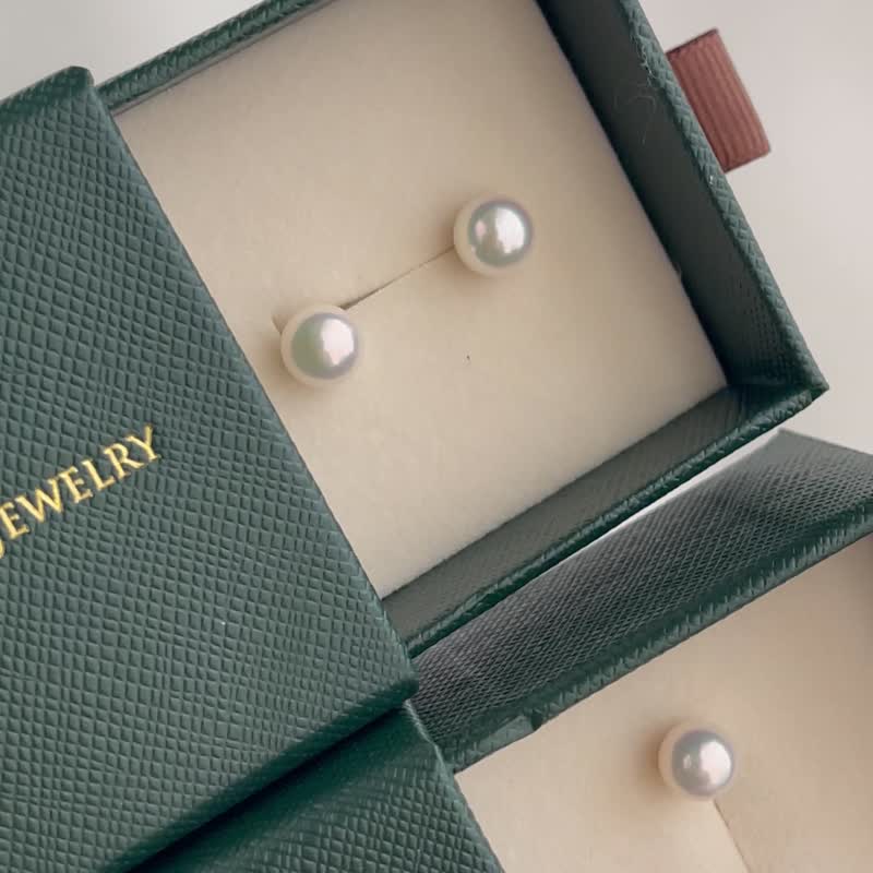 日本直送 akoya珍珠耳钉 7.5-8mm耳钉 耳环 无耳洞耳夹 18K黄金 - 耳环/耳夹 - 珍珠 白色