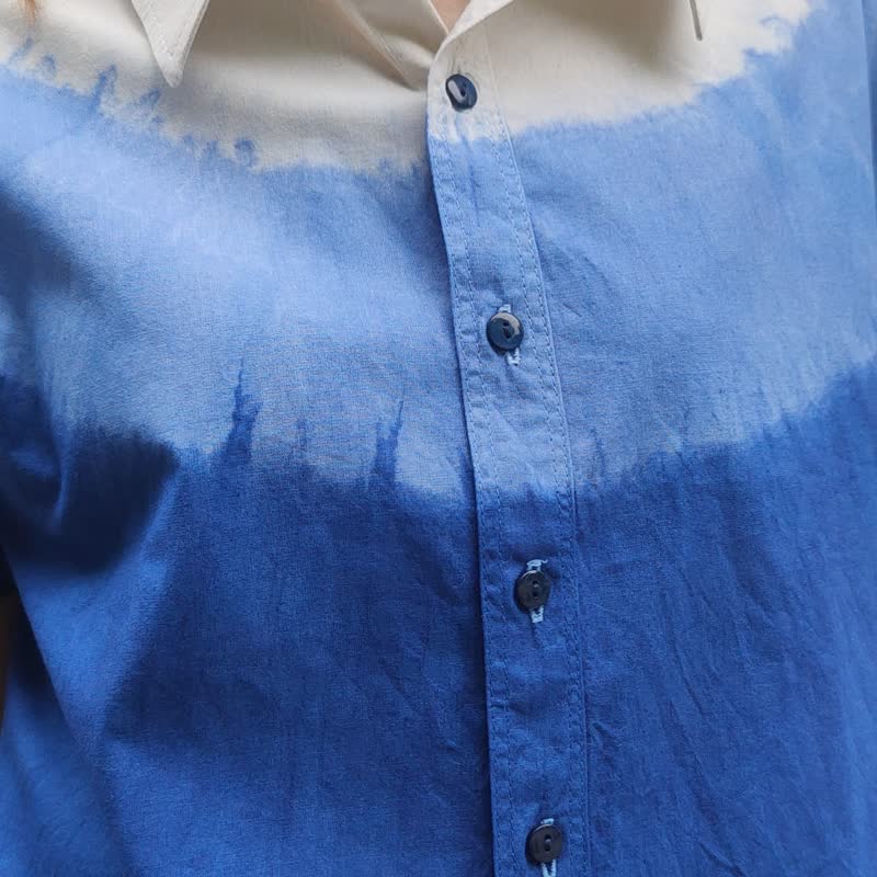Jinda Shirt D - 简约靛蓝短袖背心 - 女装上衣 - 棉．麻 蓝色