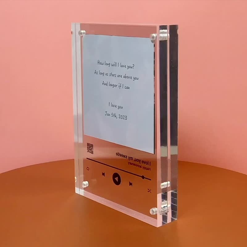 客制化礼物 扫码听歌 spotify相框 个性化照片和歌曲 送女友礼物 - 摆饰 - 压克力 