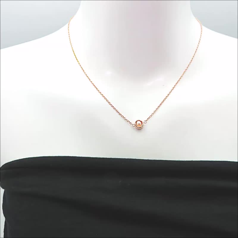Bubbly圈圈项链 1颗款珍珠坠饰x925银玫瑰金 姐妹链 婚礼小物 - 项链 - 珍珠 白色