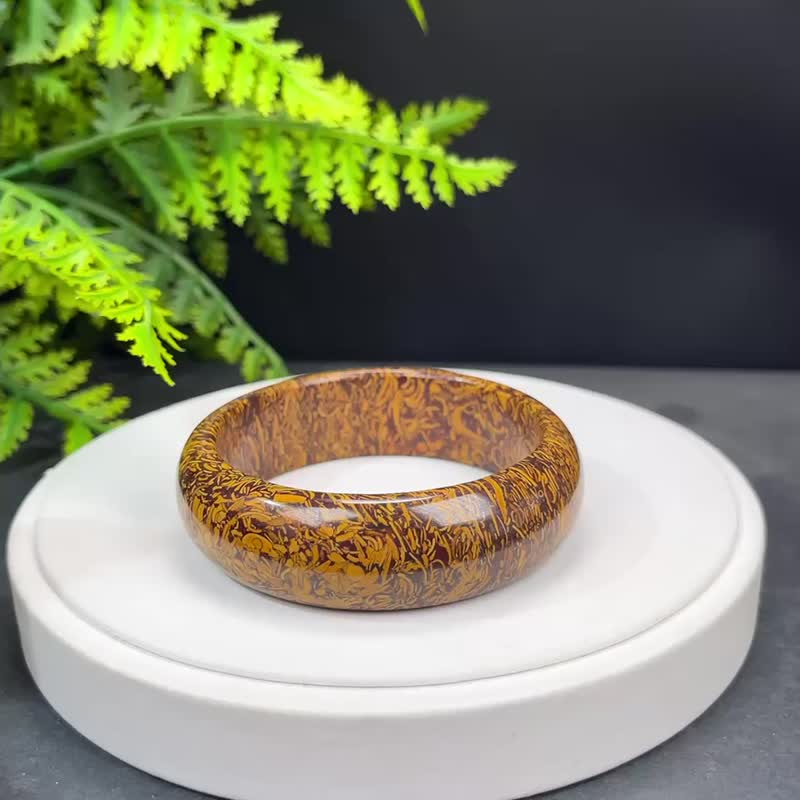 精品 金丝虎纹石手镯 60MM 高瓷异象复古虎皮石手环 力量坚毅守护 - 手链/手环 - 宝石 