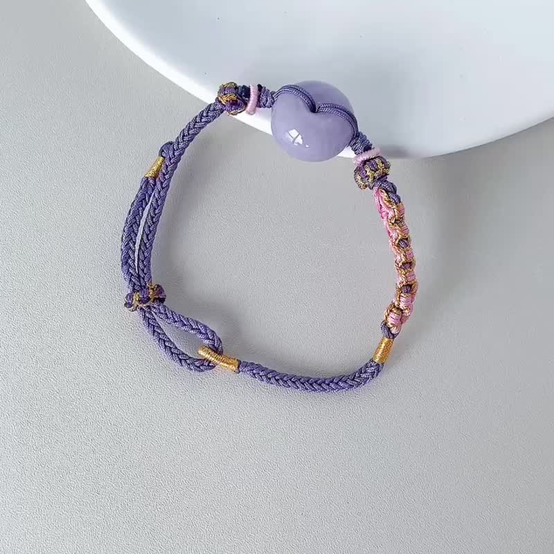 天然缅甸翡翠大胖紫平安扣手绳 - 手链/手环 - 玉石 多色