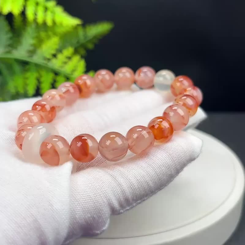 精品龙纹玛瑙手串10mm搭配白玛瑙跑环女款净化身心亲和能量勇气 - 手链/手环 - 半宝石 